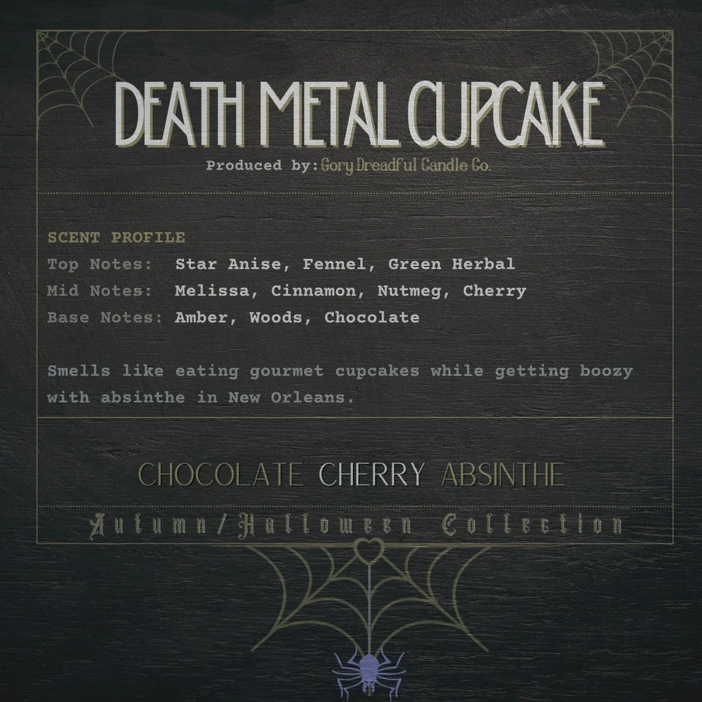 Death Metal Cupcake Wax Melt Brittle: Chocolate Cherry Absinthe Scent
